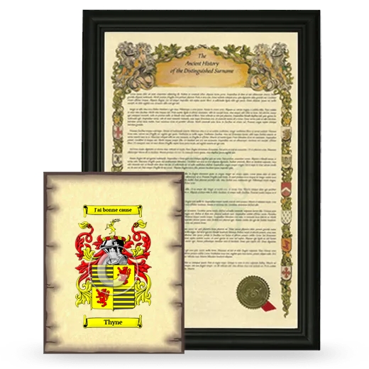 Thyne Framed History and Coat of Arms Print - Black