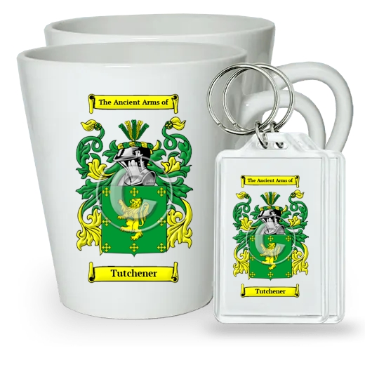 Tutchener Pair of Latte Mugs and Pair of Keychains