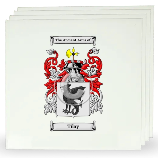 Tilay Set of Four Large Tiles with Coat of Arms