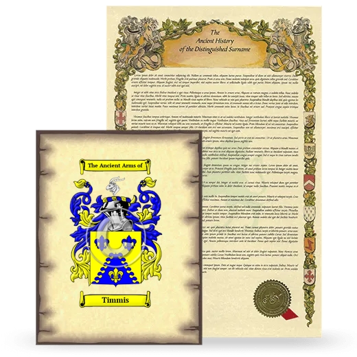 Timmis Coat of Arms and Surname History Package