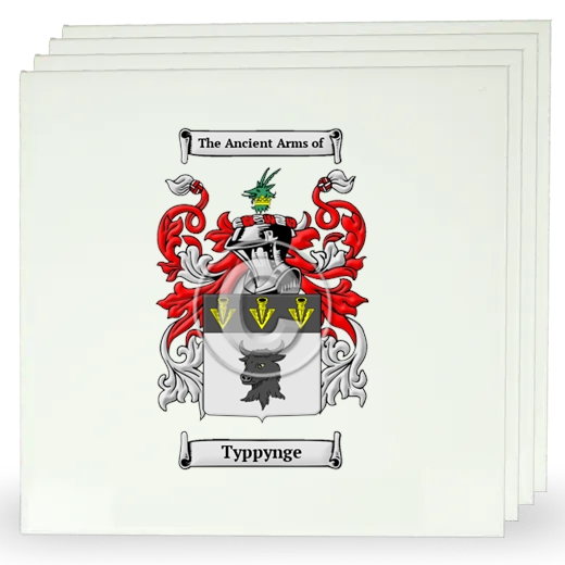 Typpynge Set of Four Large Tiles with Coat of Arms