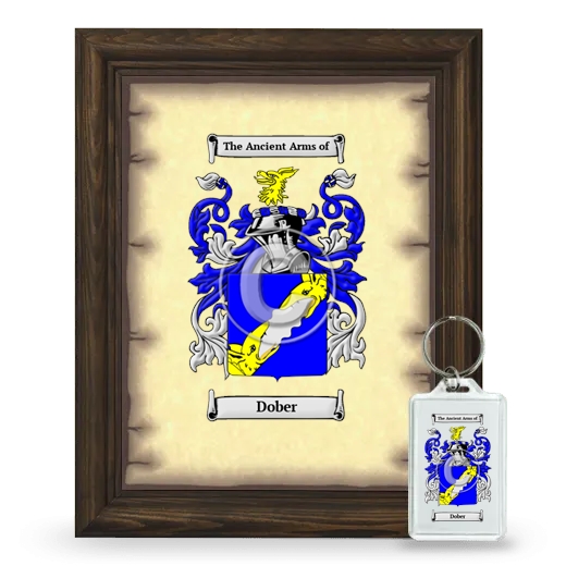 Dober Framed Coat of Arms and Keychain - Brown