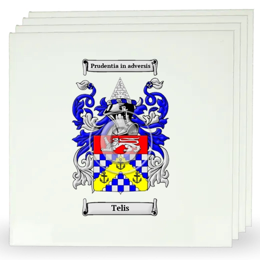 Telis Set of Four Large Tiles with Coat of Arms