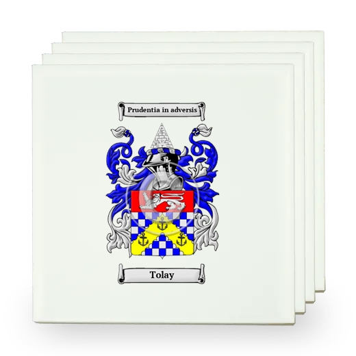 Tolay Set of Four Small Tiles with Coat of Arms