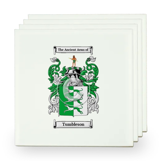 Tumbleson Set of Four Small Tiles with Coat of Arms