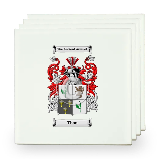 Thon Set of Four Small Tiles with Coat of Arms