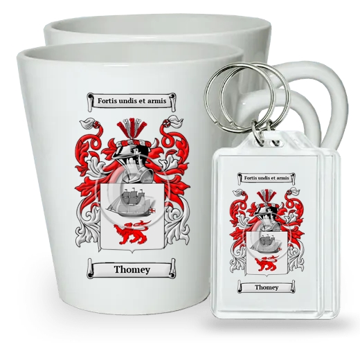 Thomey Pair of Latte Mugs and Pair of Keychains