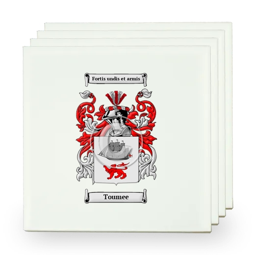 Toumee Set of Four Small Tiles with Coat of Arms