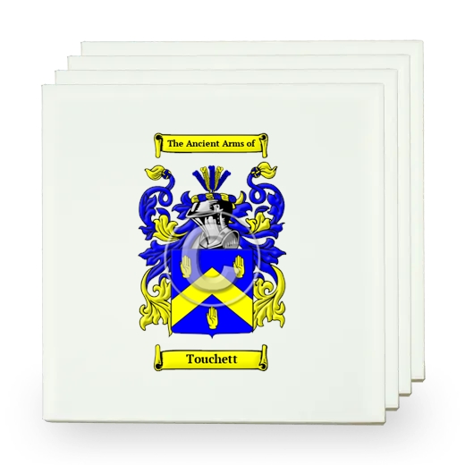 Touchett Set of Four Small Tiles with Coat of Arms