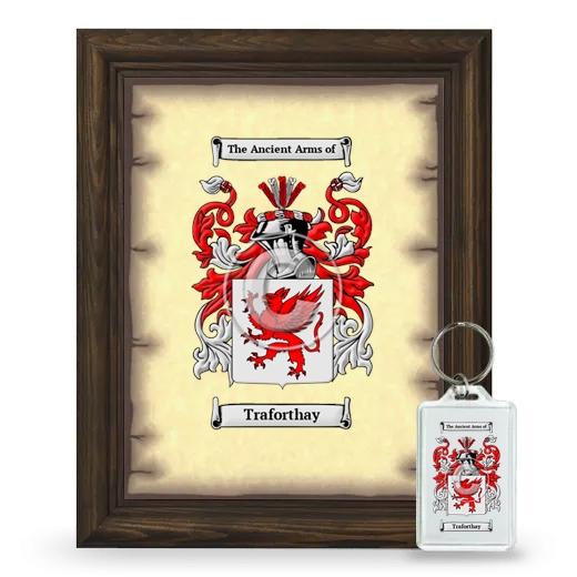 Traforthay Framed Coat of Arms and Keychain - Brown