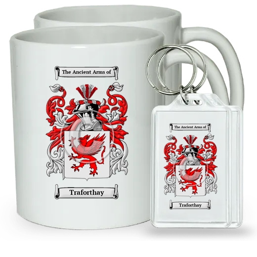 Traforthay Pair of Coffee Mugs and Pair of Keychains