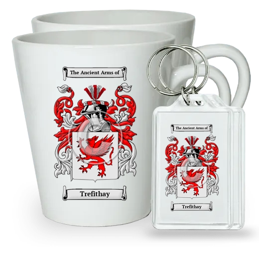 Trefithay Pair of Latte Mugs and Pair of Keychains