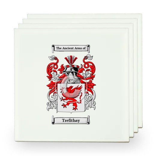Trefithay Set of Four Small Tiles with Coat of Arms