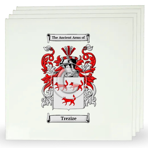 Trezize Set of Four Large Tiles with Coat of Arms