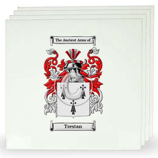 Trestan Set of Four Large Tiles with Coat of Arms