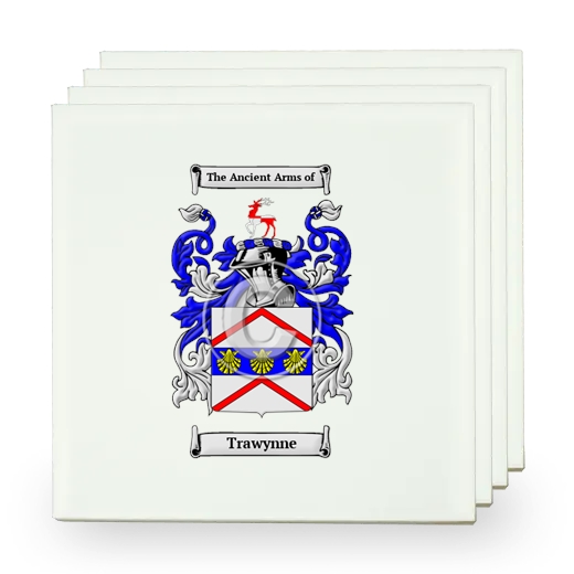 Trawynne Set of Four Small Tiles with Coat of Arms