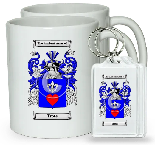 Trote Pair of Coffee Mugs and Pair of Keychains