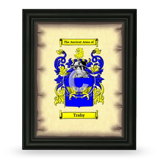 Trahy Coat of Arms Framed - Black