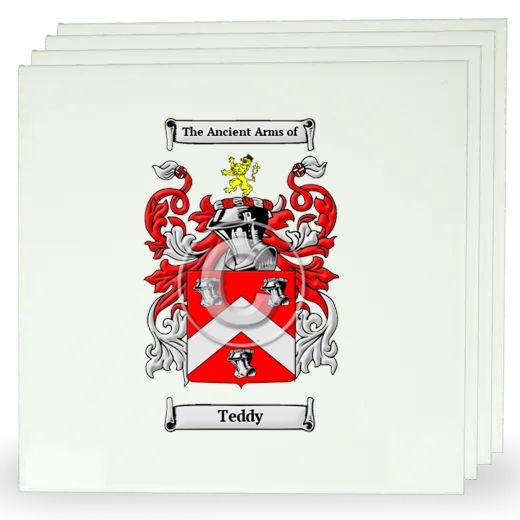 Teddy Set of Four Large Tiles with Coat of Arms