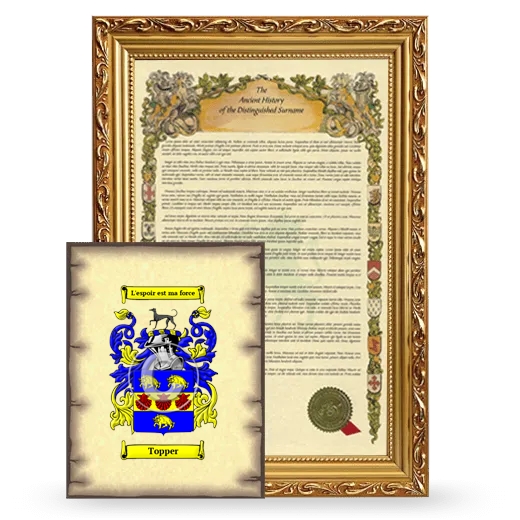 Topper Framed History and Coat of Arms Print - Gold