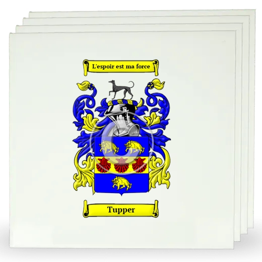 Tupper Set of Four Large Tiles with Coat of Arms