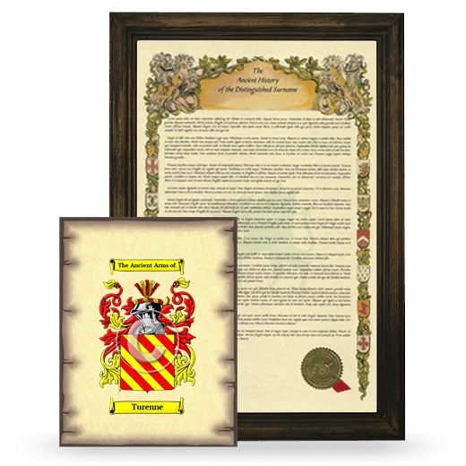 Turenne Framed History and Coat of Arms Print - Brown