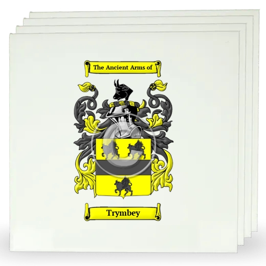 Trymbey Set of Four Large Tiles with Coat of Arms