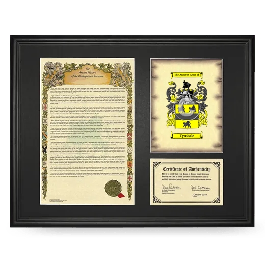 Tyrnbale Framed Surname History and Coat of Arms - Black