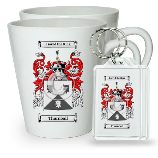 Thurnball Pair of Latte Mugs and Pair of Keychains