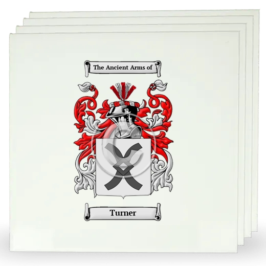 Turner Set of Four Large Tiles with Coat of Arms