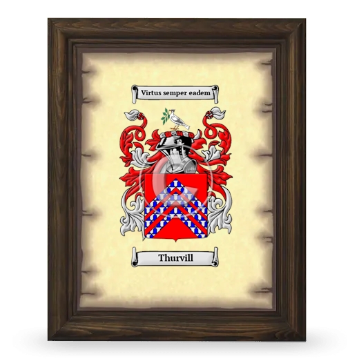 Thurvill Coat of Arms Framed - Brown