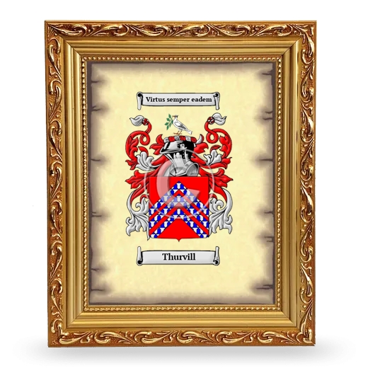 Thurvill Coat of Arms Framed - Gold