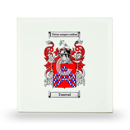 Tourval Small Ceramic Tile with Coat of Arms