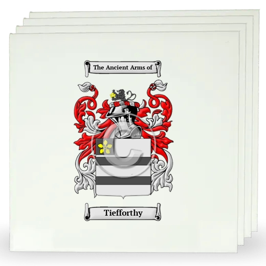 Tiefforthy Set of Four Large Tiles with Coat of Arms
