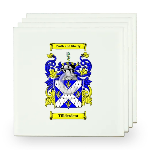 Tillderdent Set of Four Small Tiles with Coat of Arms