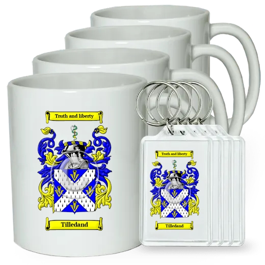 Tilledand Set of 4 Coffee Mugs and Keychains