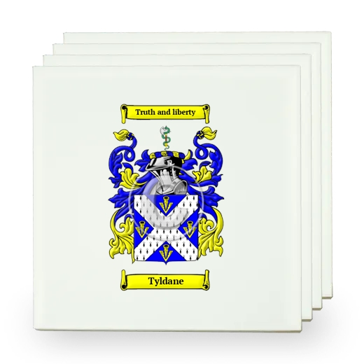 Tyldane Set of Four Small Tiles with Coat of Arms