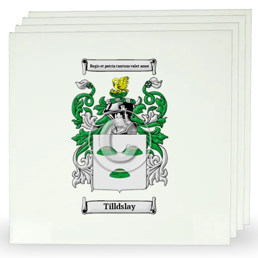 Tilldslay Set of Four Large Tiles with Coat of Arms