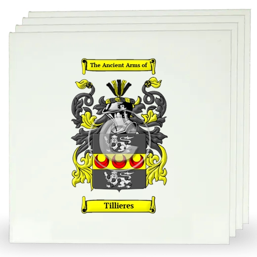 Tillieres Set of Four Large Tiles with Coat of Arms