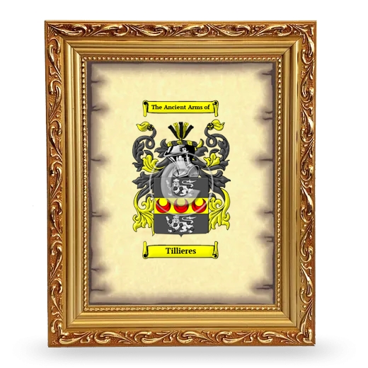 Tillieres Coat of Arms Framed - Gold