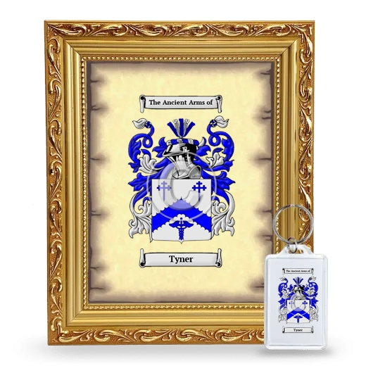 Tyner Framed Coat of Arms and Keychain - Gold