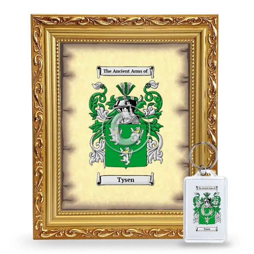 Tysen Framed Coat of Arms and Keychain - Gold