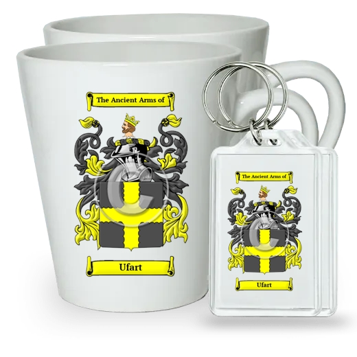 Ufart Pair of Latte Mugs and Pair of Keychains