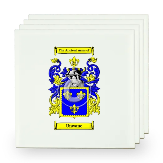 Unwane Set of Four Small Tiles with Coat of Arms