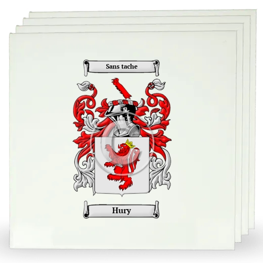 Hury Set of Four Large Tiles with Coat of Arms