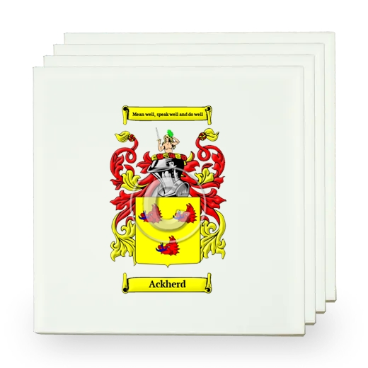 Ackherd Set of Four Small Tiles with Coat of Arms