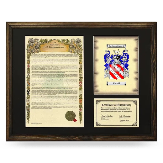 Vachill Framed Surname History and Coat of Arms - Brown