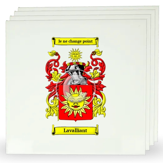 Lavalliant Set of Four Large Tiles with Coat of Arms