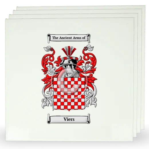 Viers Set of Four Large Tiles with Coat of Arms