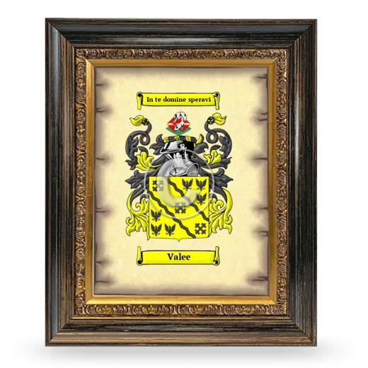 Valee Coat of Arms Framed - Heirloom